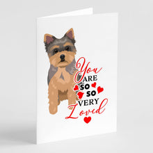 Load image into Gallery viewer, Yorkie Chocolate Puppy so Loved Greeting Cards -  Blank Note Cards – 8-Pack of Artist-Designed Cards with Envelopes