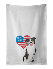 Load image into Gallery viewer, Australian Shepherd Black Tricolor #2 Patriotic White Kitchen Towel Set of 2