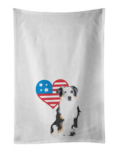 Load image into Gallery viewer, Australian Shepherd Blue Merle #1 Patriotic White Kitchen Towel Set of 2