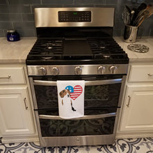 Load image into Gallery viewer, Beagle Tricolor Red Ticked #2 Patriotic White Kitchen Towel Set of 2