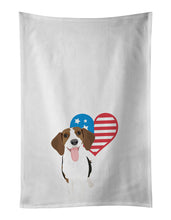 Load image into Gallery viewer, Beagle Tricolor Red Ticked #3 Patriotic White Kitchen Towel Set of 2