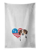 Load image into Gallery viewer, Beagle Tricolor Ticked Patriotic White Kitchen Towel Set of 2