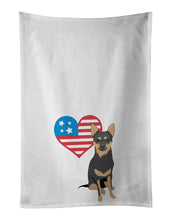 Load image into Gallery viewer, Chihuahua Black and Tan #1 Patriotic White Kitchen Towel Set of 2