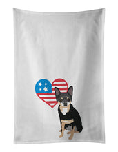 Load image into Gallery viewer, Chihuahua Tricolor #2 Patriotic White Kitchen Towel Set of 2