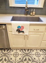 Load image into Gallery viewer, Dachshund Black and Tan #2 Patriotic White Kitchen Towel Set of 2