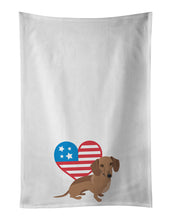 Load image into Gallery viewer, Dachshund Chocolate Patriotic White Kitchen Towel Set of 2