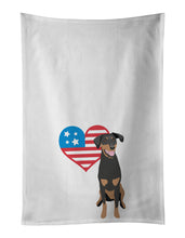 Load image into Gallery viewer, Doberman Pinscher Black and Rust Natural Ears #1 Patriotic White Kitchen Towel Set of 2