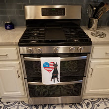 Load image into Gallery viewer, Doberman Pinscher Black Cropped Ears Patriotic White Kitchen Towel Set of 2