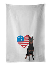 Load image into Gallery viewer, Doberman Pinscher Black Cropped Ears Patriotic White Kitchen Towel Set of 2