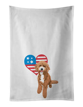 Load image into Gallery viewer, Doodle Red and White Patriotic White Kitchen Towel Set of 2