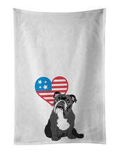 Load image into Gallery viewer, English Bulldog Black and White Patriotic White Kitchen Towel Set of 2