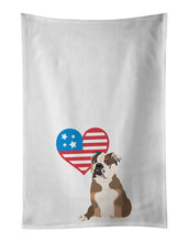 Load image into Gallery viewer, English Bulldog Chocolate Tan Patriotic White Kitchen Towel Set of 2