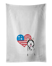 Load image into Gallery viewer, Siberian Husky Black and White #1 Patriotic White Kitchen Towel Set of 2