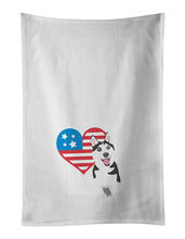 Load image into Gallery viewer, Siberian Husky Black and White #2 Patriotic White Kitchen Towel Set of 2