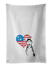 Load image into Gallery viewer, Siberian Husky Black and White #3 Patriotic White Kitchen Towel Set of 2