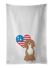 Load image into Gallery viewer, Cavalier King Charles Spaniel Ruby Patriotic White Kitchen Towel Set of 2