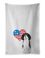 Load image into Gallery viewer, Cavalier King Charles Spaniel Tricolor #2 Patriotic White Kitchen Towel Set of 2