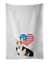 Load image into Gallery viewer, Pembroke Welsh Corgi Tricolor Red-Headed Patriotic White Kitchen Towel Set of 2