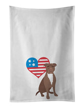Load image into Gallery viewer, Pit Bull Chocolate Patriotic White Kitchen Towel Set of 2
