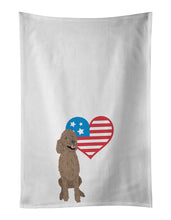 Load image into Gallery viewer, Poodle Standard Brown Patriotic White Kitchen Towel Set of 2