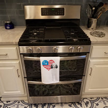 Load image into Gallery viewer, Poodle Standard Silver Patriotic White Kitchen Towel Set of 2
