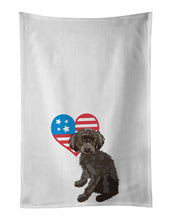 Load image into Gallery viewer, Poodle Toy Brown Patriotic White Kitchen Towel Set of 2