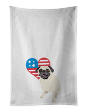 Load image into Gallery viewer, Pug Fawn #2 Patriotic White Kitchen Towel Set of 2