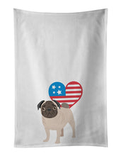 Load image into Gallery viewer, Pug Fawn #4 Patriotic White Kitchen Towel Set of 2