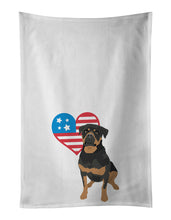 Load image into Gallery viewer, Rottweiler Black and Mahogany Patriotic White Kitchen Towel Set of 2
