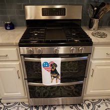 Load image into Gallery viewer, Rottweiler Black and Rust Patriotic White Kitchen Towel Set of 2