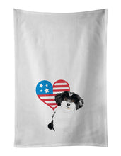 Load image into Gallery viewer, Shih-Tzu Black and White #4 Patriotic White Kitchen Towel Set of 2