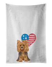 Load image into Gallery viewer, Yorkie Black and Gold #1 Patriotic White Kitchen Towel Set of 2
