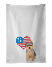 Load image into Gallery viewer, Yorkie Chocolate Puppy Patriotic White Kitchen Towel Set of 2