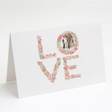 Load image into Gallery viewer, Basset Hound #3 LOVE Greeting Cards -  Blank Note Cards – 8-Pack of Artist-Designed Cards with Envelopes