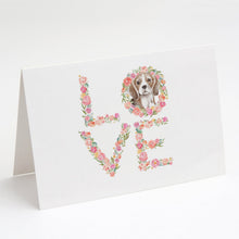 Load image into Gallery viewer, Beagle #3 LOVE Greeting Cards -  Blank Note Cards – 8-Pack of Artist-Designed Cards with Envelopes