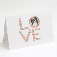 Load image into Gallery viewer, Cavalier Spaniel Tricolor #2 LOVE Greeting Cards -  Blank Note Cards – 8-Pack of Artist-Designed Cards with Envelopes