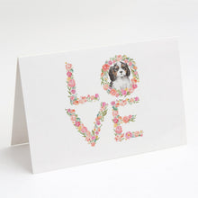 Load image into Gallery viewer, Cavalier Spaniel Tricolor #4 LOVE Greeting Cards -  Blank Note Cards – 8-Pack of Artist-Designed Cards with Envelopes