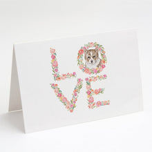 Load image into Gallery viewer, Corgi #3 LOVE Greeting Cards -  Blank Note Cards – 8-Pack of Artist-Designed Cards with Envelopes