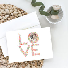 Load image into Gallery viewer, Pug #7 LOVE Greeting Cards -  Blank Note Cards – 8-Pack of Artist-Designed Cards with Envelopes