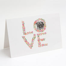 Load image into Gallery viewer, Pug #8 LOVE Greeting Cards -  Blank Note Cards – 8-Pack of Artist-Designed Cards with Envelopes