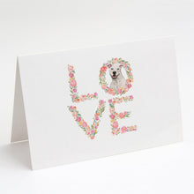 Load image into Gallery viewer, Staffordshire Bull Terrier White Love Greeting Cards -  Blank Note Cards – 8-Pack of Artist-Designed Cards with Envelopes