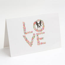 Load image into Gallery viewer, Boston Terrier Love Greeting Cards -  Blank Note Cards – 8-Pack of Artist-Designed Cards with Envelopes