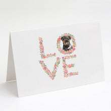 Load image into Gallery viewer, Rottweiler Love Greeting Cards -  Blank Note Cards – 8-Pack of Artist-Designed Cards with Envelopes
