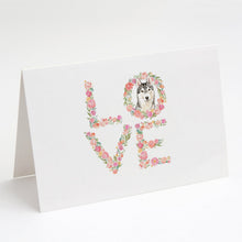 Load image into Gallery viewer, Siberian Husky Love Greeting Cards -  Blank Note Cards – 8-Pack of Artist-Designed Cards with Envelopes