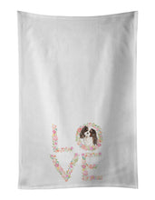 Load image into Gallery viewer, Tricolor Cavalier King Charles Spaniel Love White Kitchen Towel Set of 2 Dish Towels