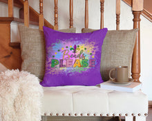 Load image into Gallery viewer, Beads Please Mardi Gras Throw Pillow - 14x14 Decorative Pillow – Art for Your Home &amp; Patio