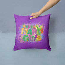 Load image into Gallery viewer, Happy Mardi Gras Throw Pillow - 14x14 Decorative Pillow – Art for Your Home &amp; Patio