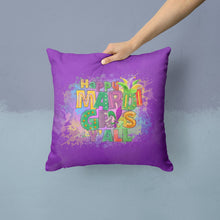 Load image into Gallery viewer, Happy Mardi Gras Y'all Throw Pillow - 14x14 Decorative Pillow – Art for Your Home &amp; Patio