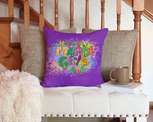Load image into Gallery viewer, Happy Mardi Gras Y'all Throw Pillow - 14x14 Decorative Pillow – Art for Your Home &amp; Patio