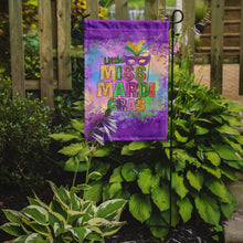 Load image into Gallery viewer, Little Miss Mardi Gras Garden Flag – Decorative Outdoor Yard Flag